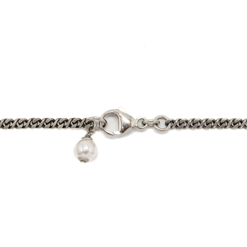 Chanel CC Logo Necklace Crystal/Pearl Ruthenium Hardware