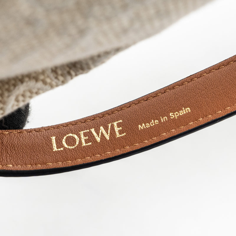 Loewe Small Cubi bag anagram jacquard canvas / calfskin beige / tan GHW