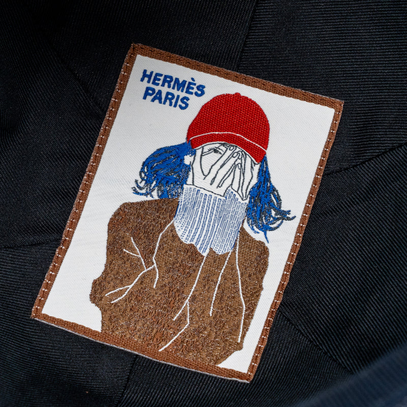 Hermes Size 57 Tess Denim Cap Cotton Bleu Indigo/ Marine