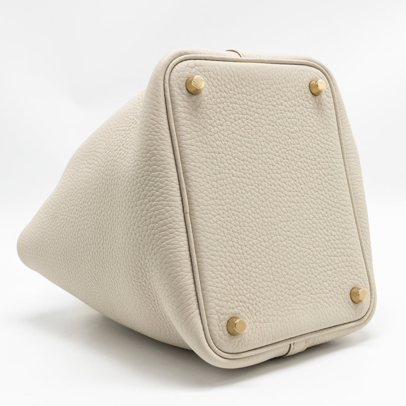 Hermes Picotin 18 Lock Bag Ostrich Touch/Clemence Beton GHW Stamp B