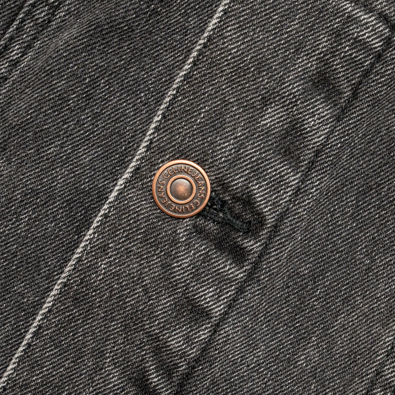 Celine Size S Hooded Trucker Denim Jacket Wash Denim Charcoal