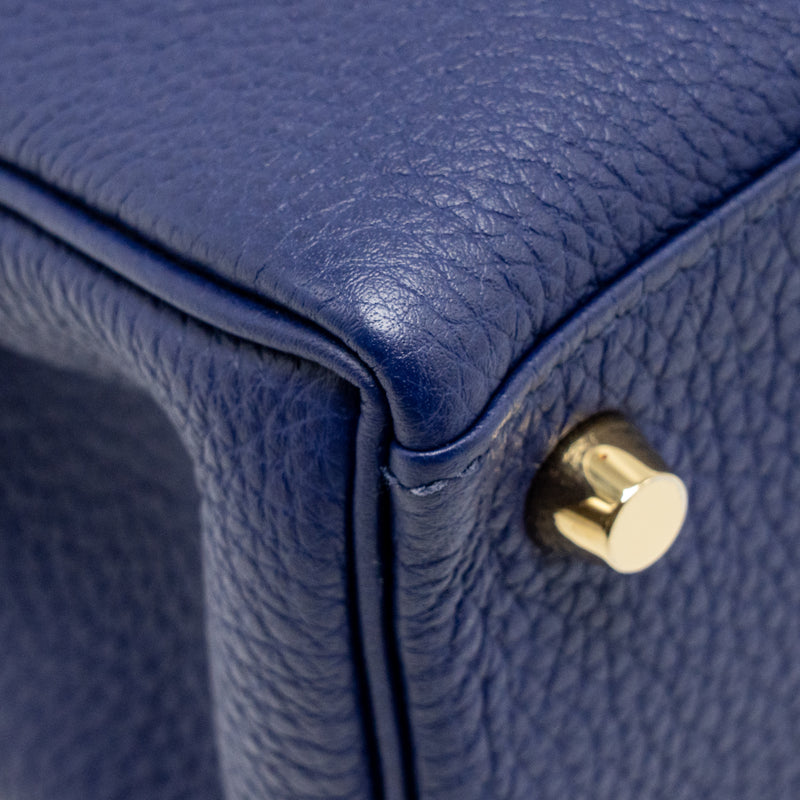 Hermes Kelly 25 Togo Blue GHW Stamp C