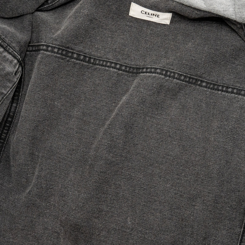 Celine Size S Hooded Trucker Denim Jacket Wash Denim Charcoal