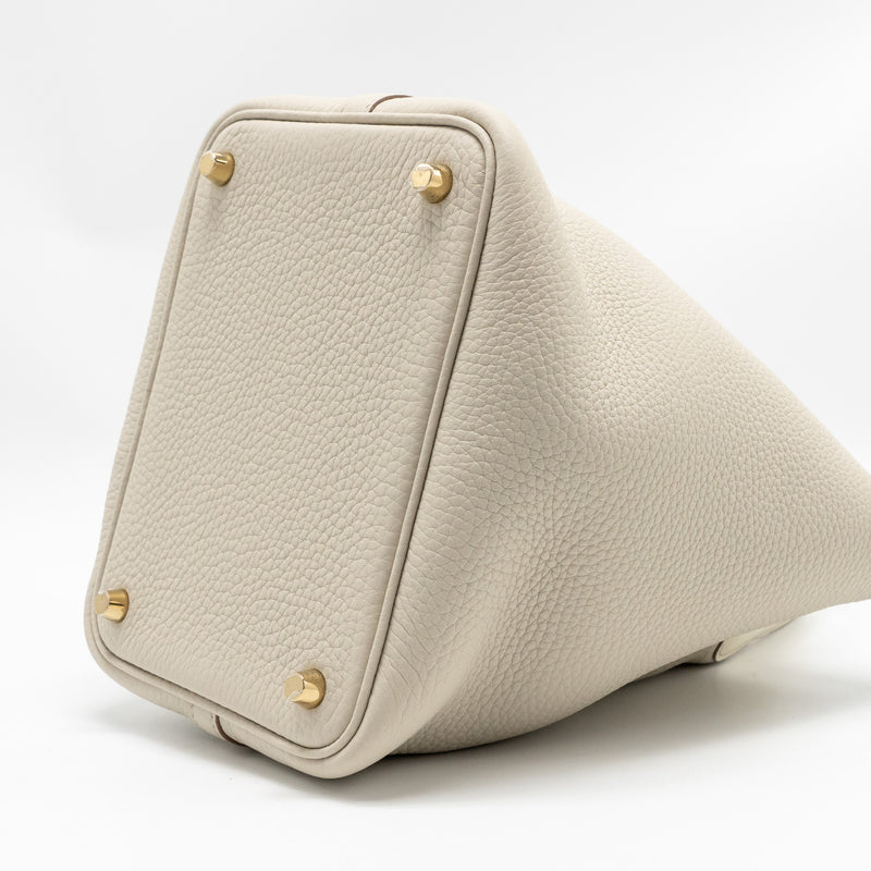 Hermes Picotin 18 Lock Bag Ostrich Touch/Clemence Beton GHW Stamp B