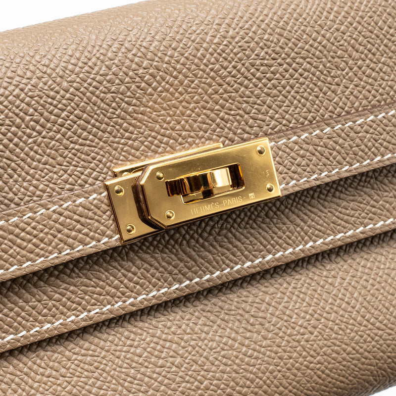 Hermes Kelly Wallet Epsom Etoupe GHW Stamp D