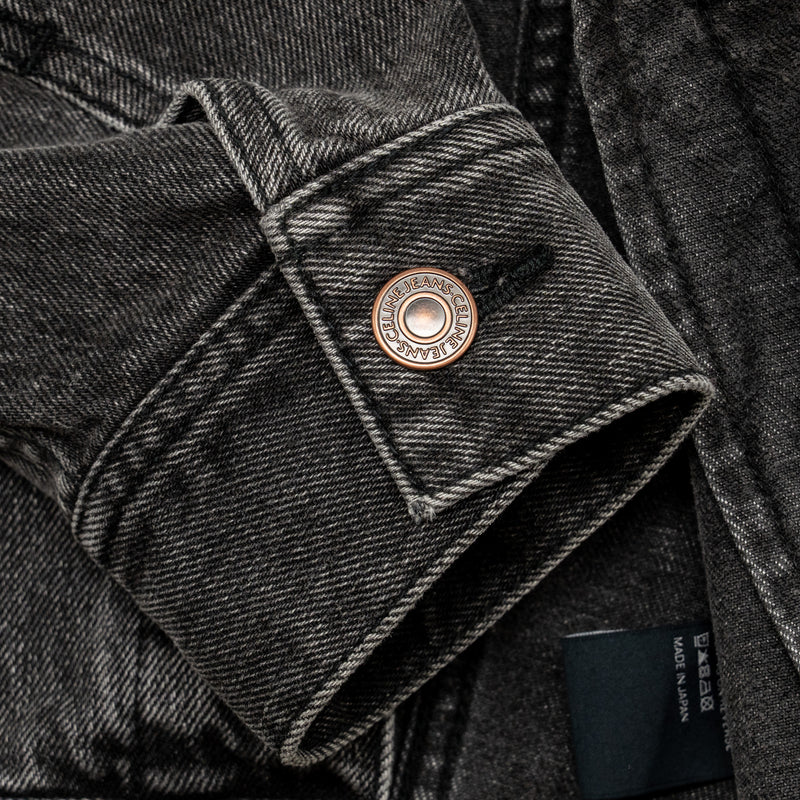 Celine Size S Hooded Trucker Denim Jacket Wash Denim Charcoal
