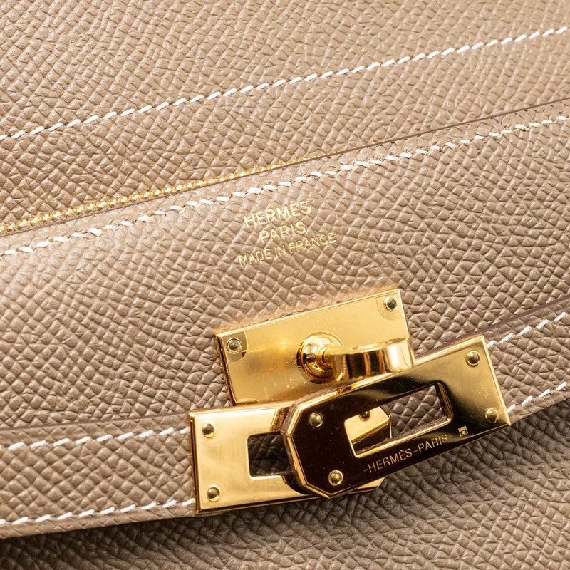 Hermes Kelly Wallet Epsom Etoupe GHW Stamp D