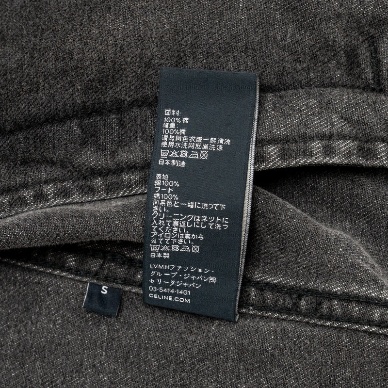 Celine Size S Hooded Trucker Denim Jacket Wash Denim Charcoal