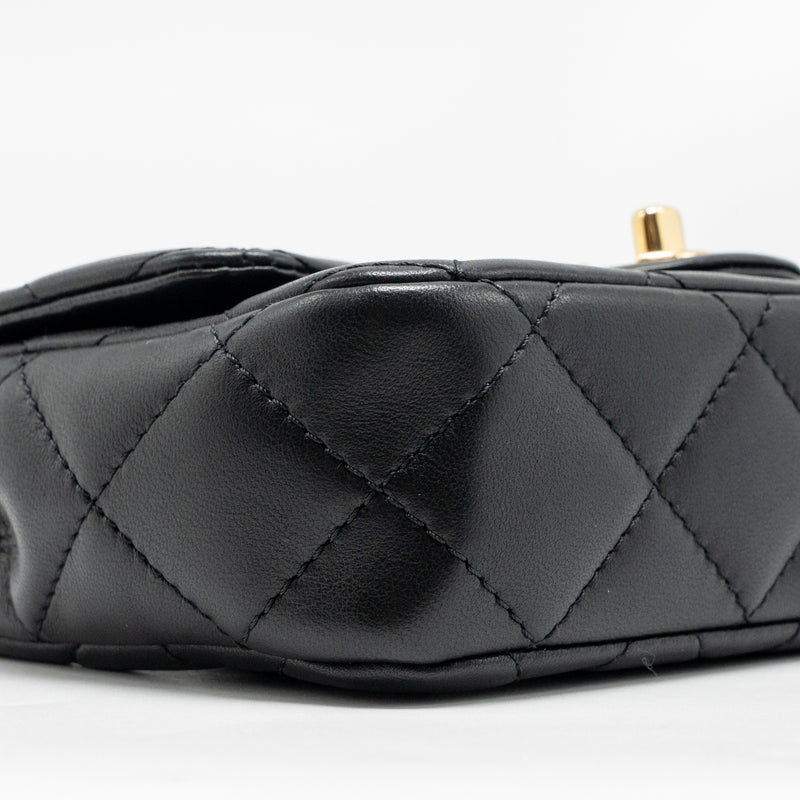 Chanel 24S Top Handle Mini Flap Bag Lambskin Black GHW (Microchip)