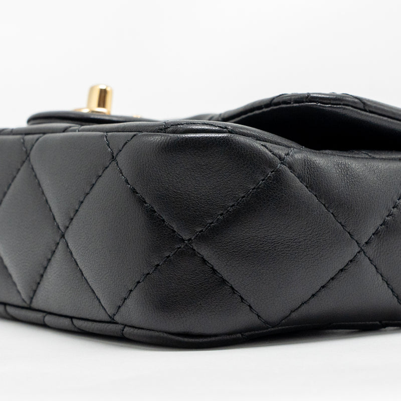 Chanel 24S Top Handle Mini Flap Bag Lambskin Black GHW (Microchip)