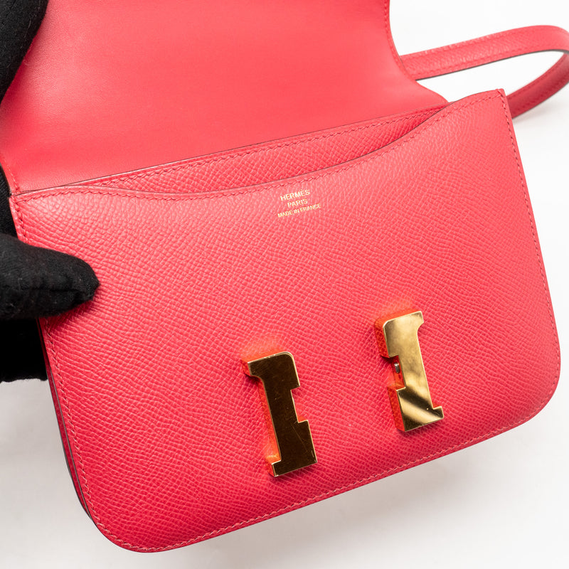 Hermes Mini Constance Epsom Rose Extreme GHW Stamp D