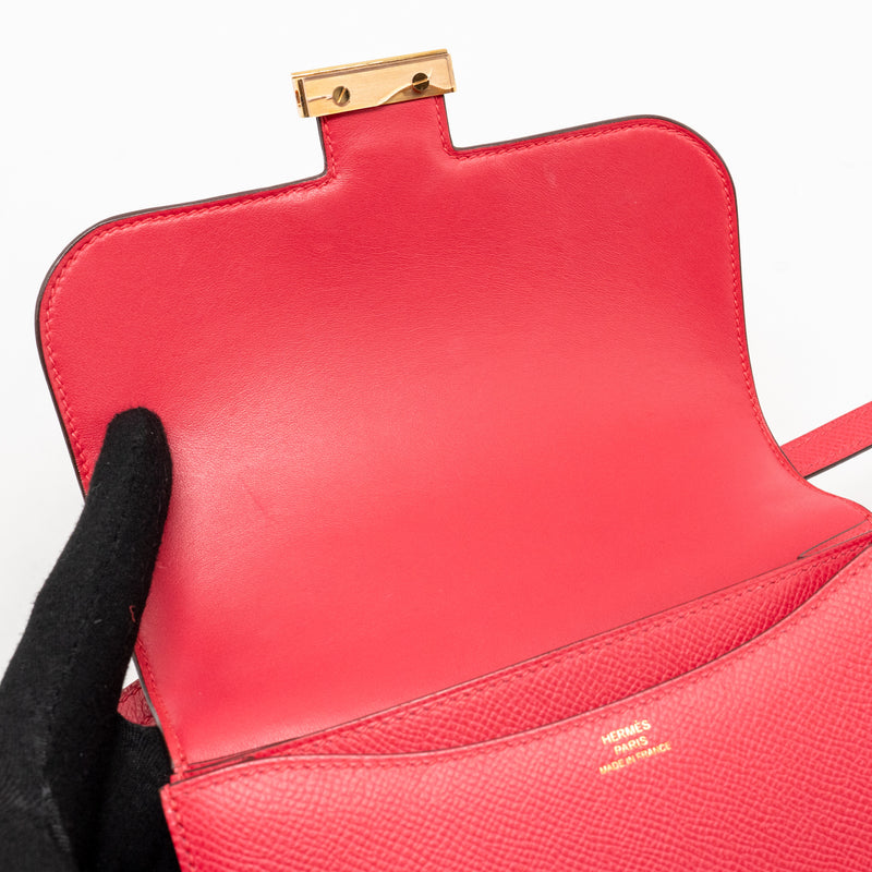 Hermes Mini Constance Epsom Rose Extreme GHW Stamp D