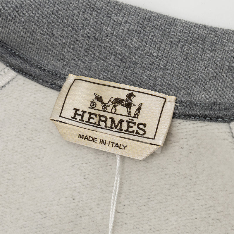 Hermes Size Large Blouson teddy patch Clou de Selle Cotton Grey