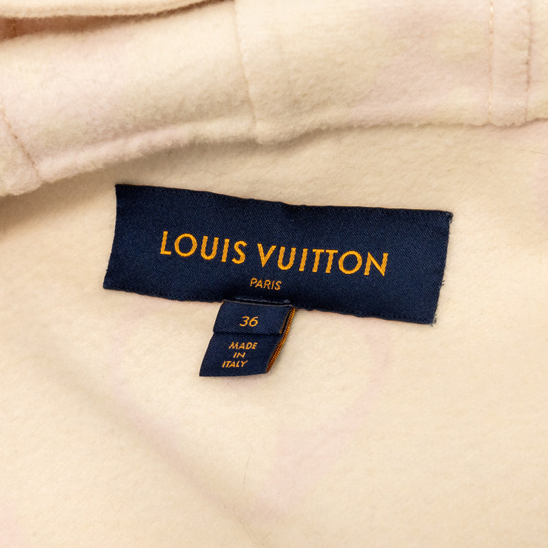 Louis Vuitton Size 36 Sleeveless Hooded Zip Up Coat Wool Cream Beige