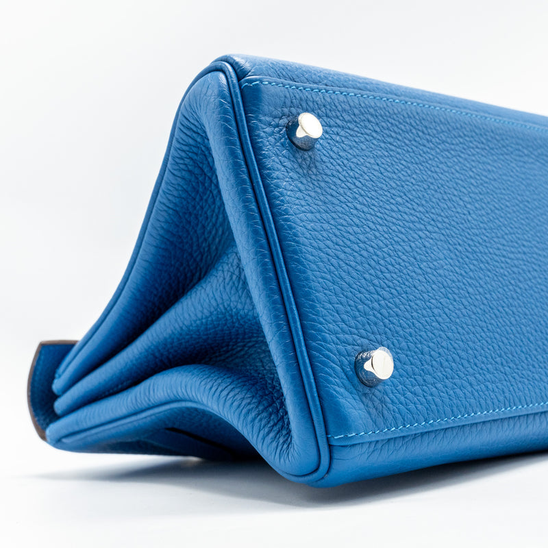 Hermes Shoulder Kelly Clemence Blue SHW Stamp Square O