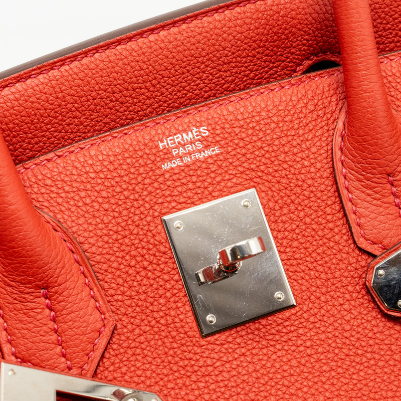 Hermes Birkin 30 togo rouge pivoine SHW stamp X