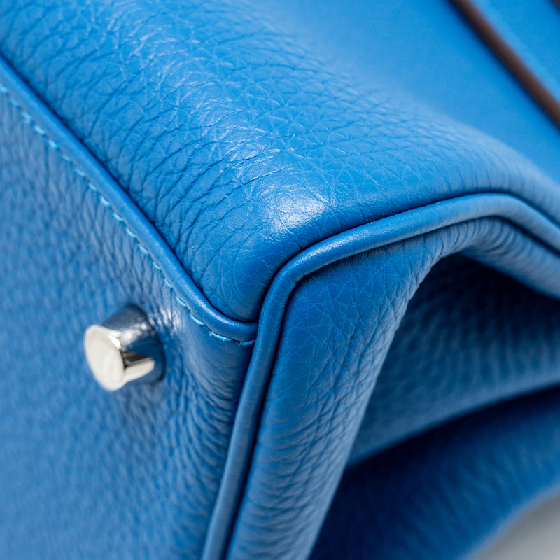 Hermes Shoulder Kelly Clemence Blue SHW Stamp Square O