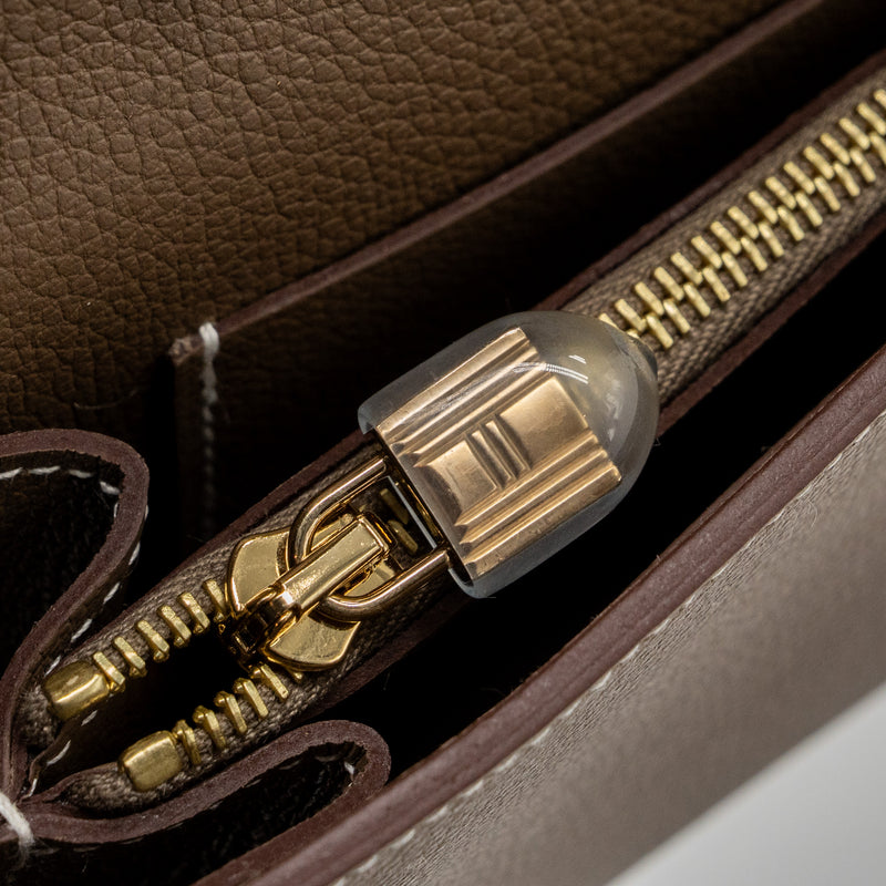 Hermes Kelly to go Evercolor Etoupe GHW Stamp B