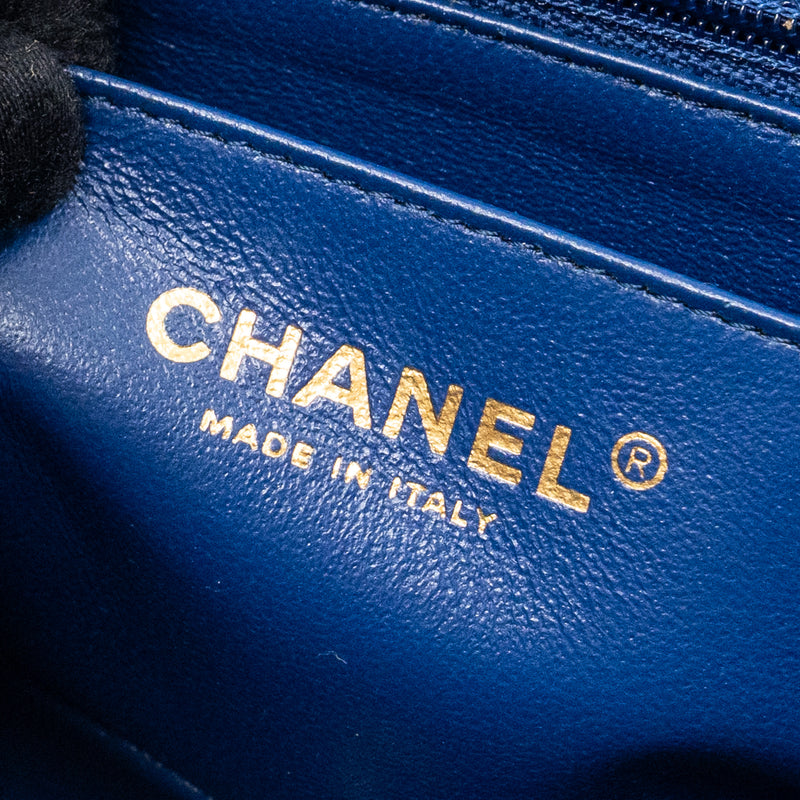 Chanel mini rectangular flap bag lambskin Blue LGHW