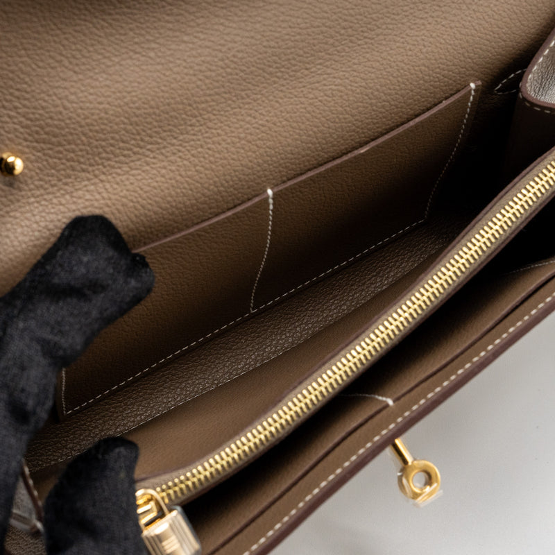Hermes Kelly to go Evercolor Etoupe GHW Stamp B