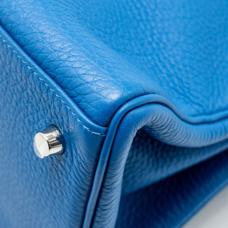 Hermes Shoulder Kelly Clemence Blue SHW Stamp Square O