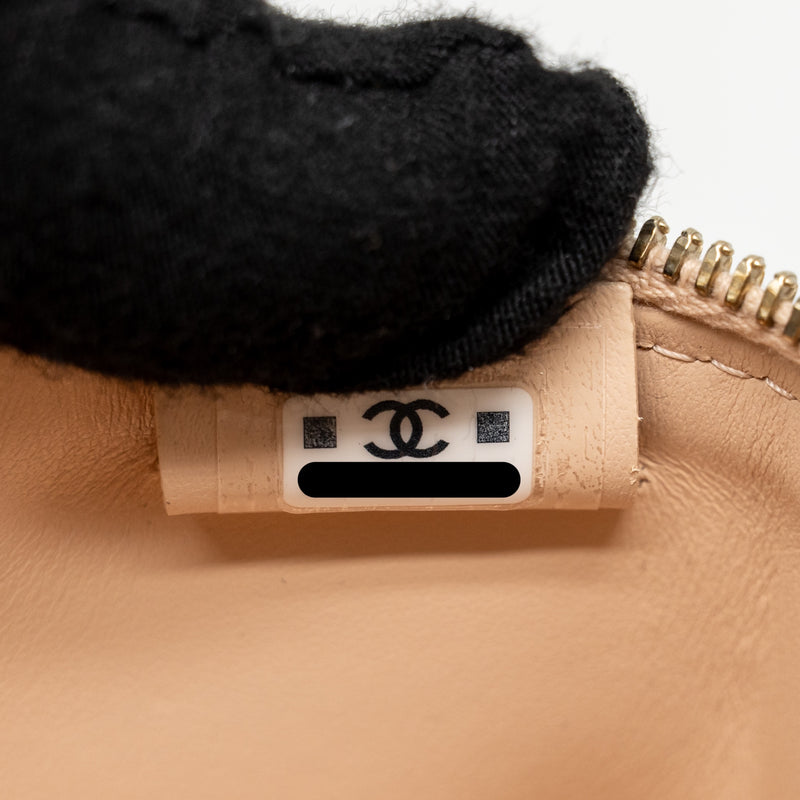 Chanel 25K CC Top Handle Vanity with Chain Caviar Beige LGHW (Microchip)