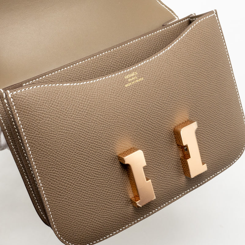 Hermes Mini Constance Epsom Etoupe RGHW Stamp B