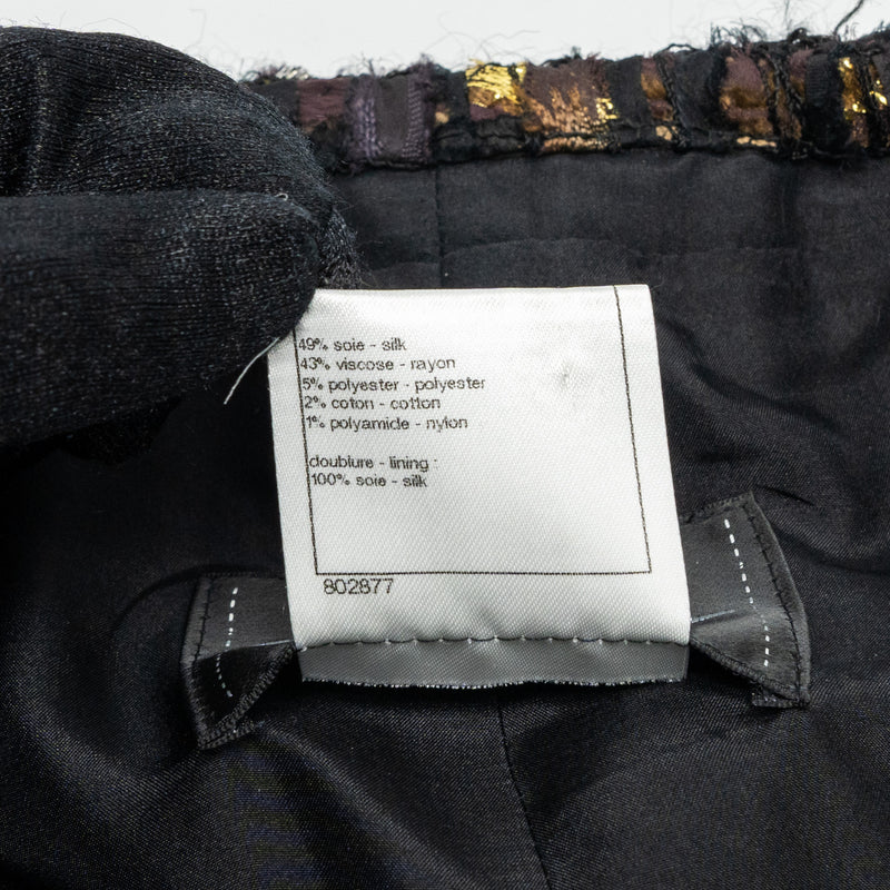 Chanel size 46 tweed jacket multicolor black / burgundy/ gold
