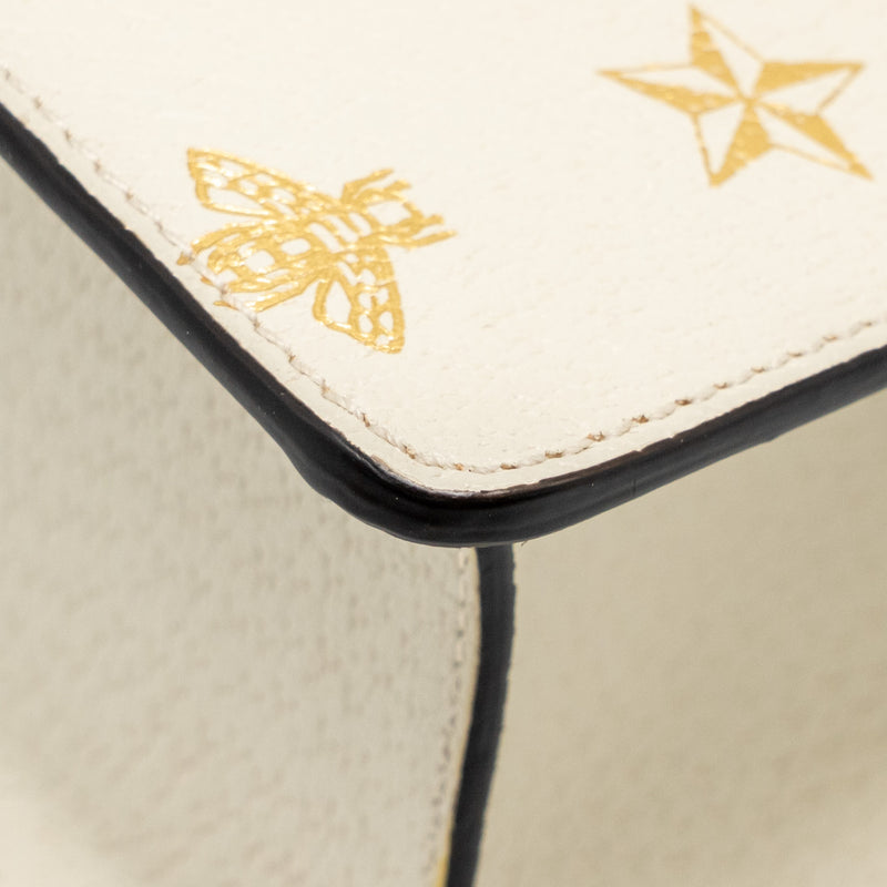 Gucci Mini Sylvie Bee Star Top Handle Calfskin White/Multicolour GHW