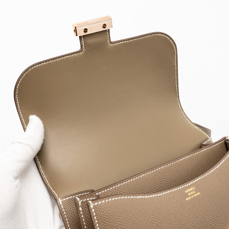 Hermes Mini Constance Epsom Etoupe RGHW Stamp B