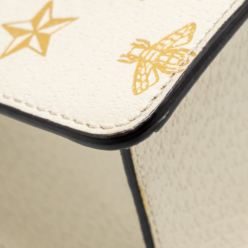 Gucci Mini Sylvie Bee Star Top Handle Calfskin White/Multicolour GHW