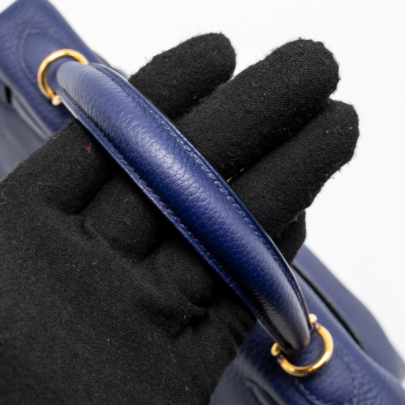 Hermes Kelly 25 Togo Blue GHW Stamp C