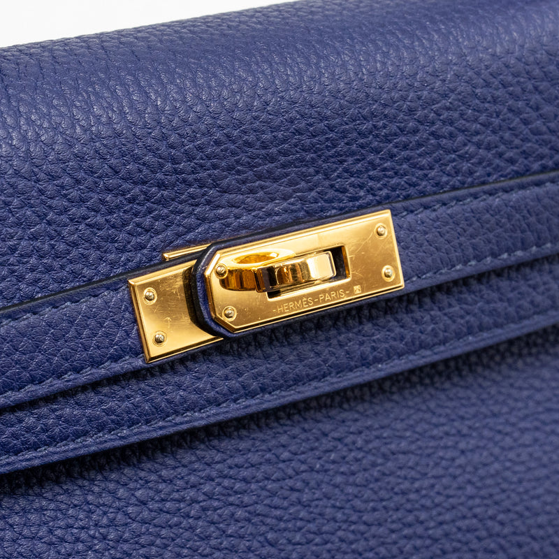 Hermes Kelly 25 Togo Blue GHW Stamp C
