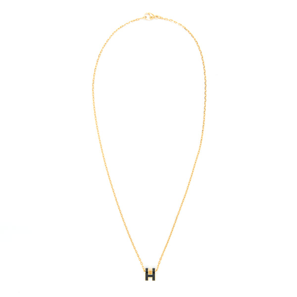 Hermes Mini Pop H Pendant Black GHW