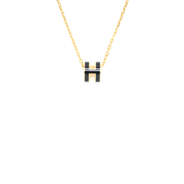 Hermes Mini Pop H Pendant Black GHW