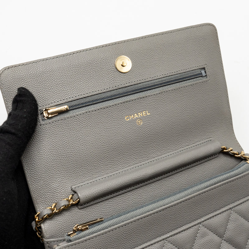 Chanel Classic Wallet on Chain Caviar Grey LGHW (Microchip)
