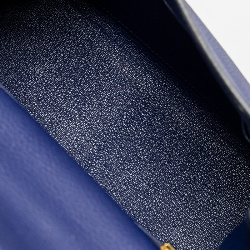 Hermes Kelly 25 Togo Blue GHW Stamp C