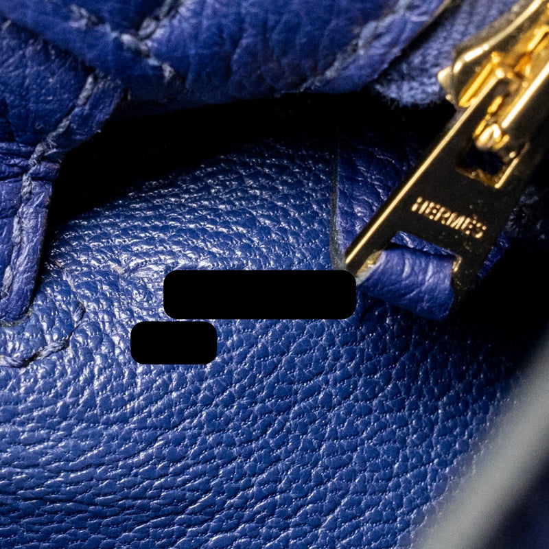 Hermes Kelly 25 Togo Blue GHW Stamp C