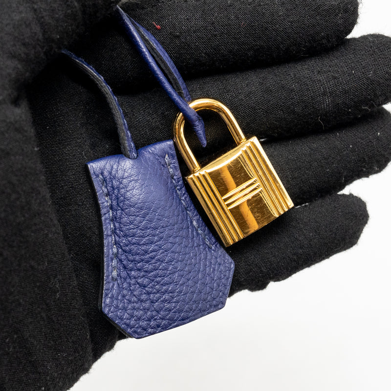 Hermes Kelly 25 Togo Blue GHW Stamp C