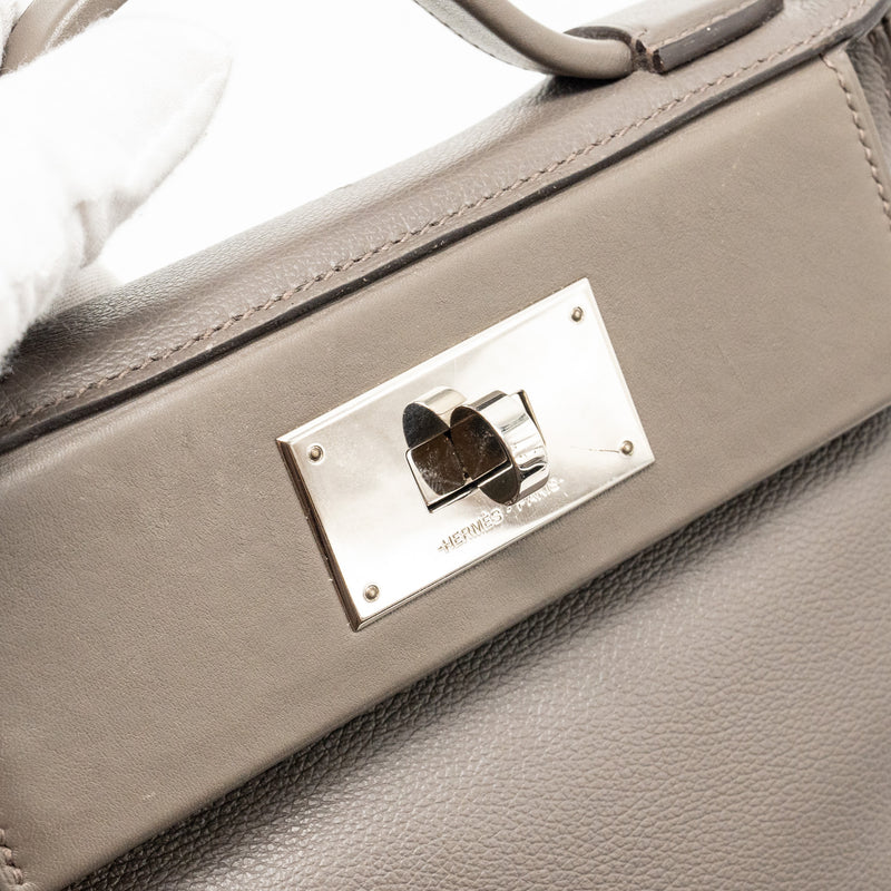 Hermes Mini 2424 24/24-21 Bag evercolor / swift gris etain SHW stamp Z