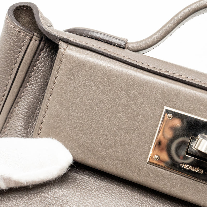 Hermes Mini 2424 24/24-21 Bag evercolor / swift gris etain SHW stamp Z