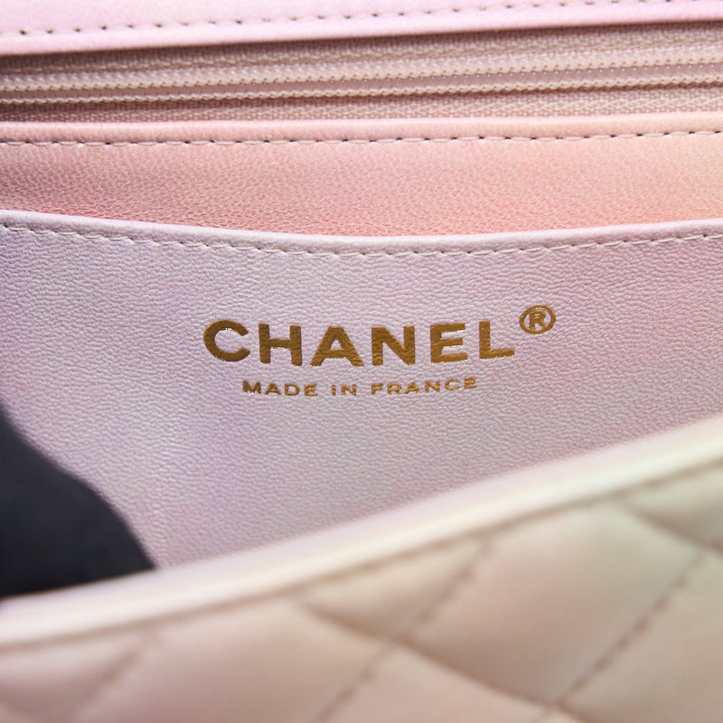 Chanel Top Handle Mini Rectangular Flap Ombré Multicolour Lambskin GHW (Microchip)
