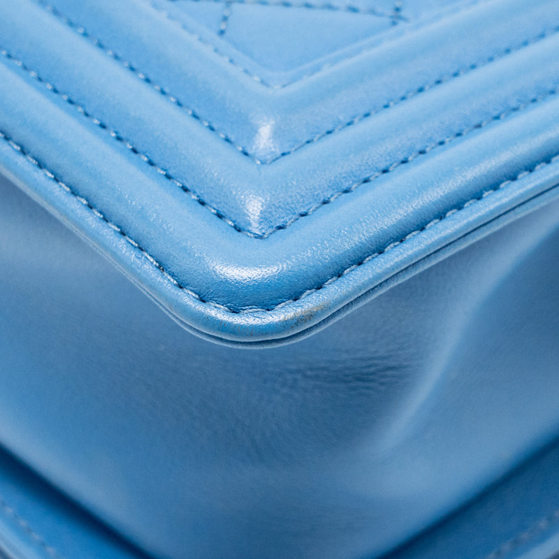 Chanel Small Boy Bag Calfskin Blue SHW