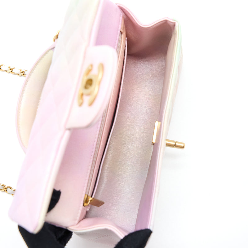 Chanel Top Handle Mini Rectangular Flap Ombré Multicolour Lambskin GHW (Microchip)