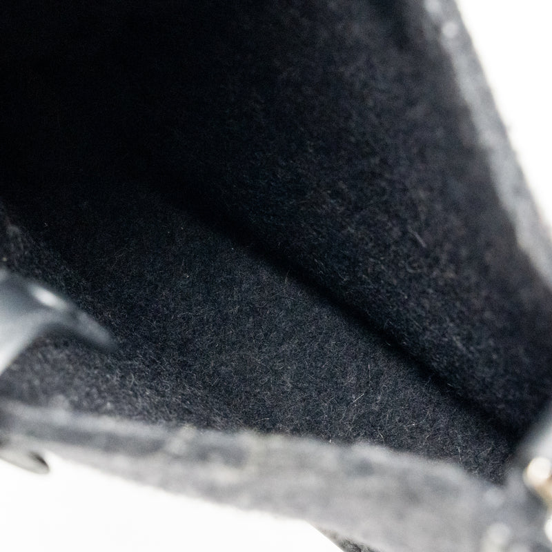 Hermes Mini Evelyne Feutre/Swift/Sangle Wool Graphite/Black SHW Stamp U