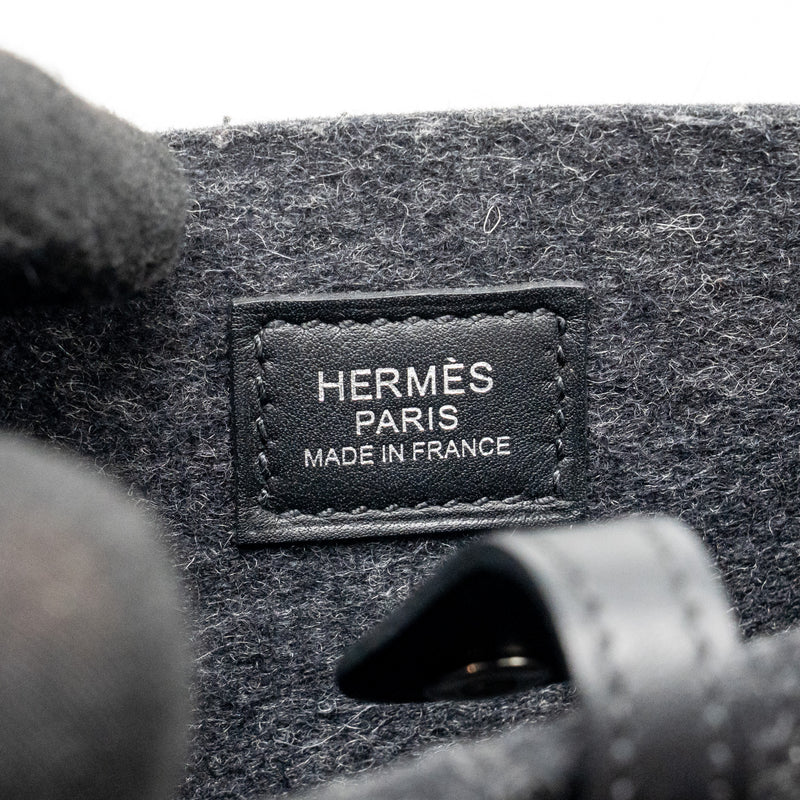 Hermes Mini Evelyne Feutre/Swift/Sangle Wool Graphite/Black SHW Stamp U