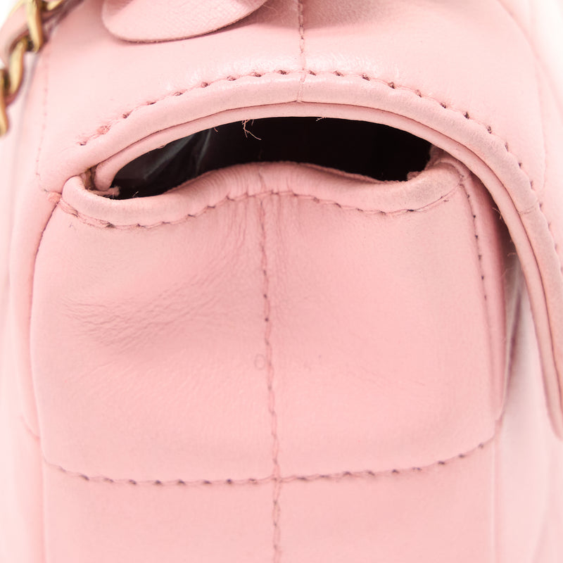 Chanel Camellia Mini Flap Bag Lambskin Pink GHW