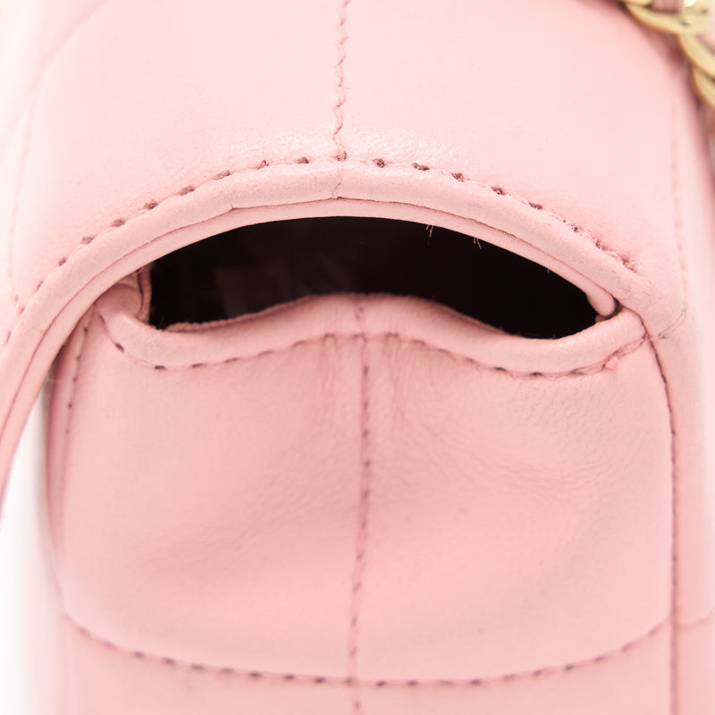 Chanel Camellia Mini Flap Bag Lambskin Pink GHW