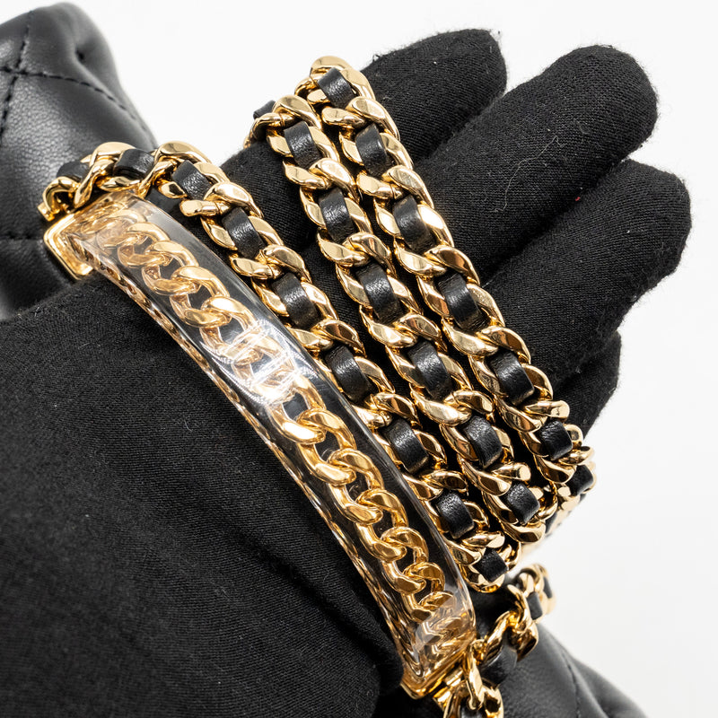 Chanel 24S Top Handle Mini Flap Bag Lambskin Black GHW (Microchip)