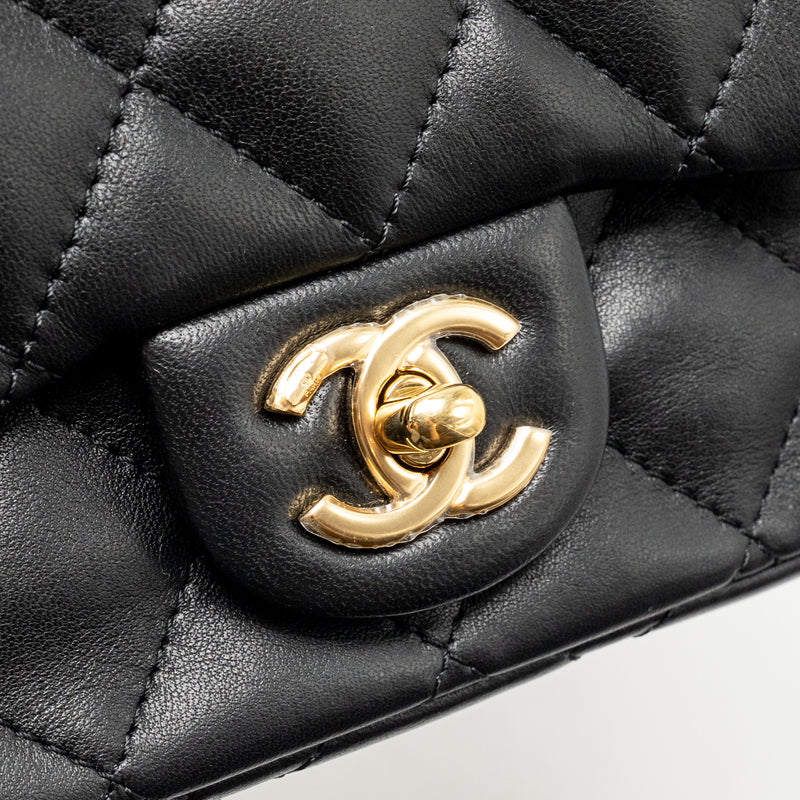 Chanel 24S Top Handle Mini Flap Bag Lambskin Black GHW (Microchip)